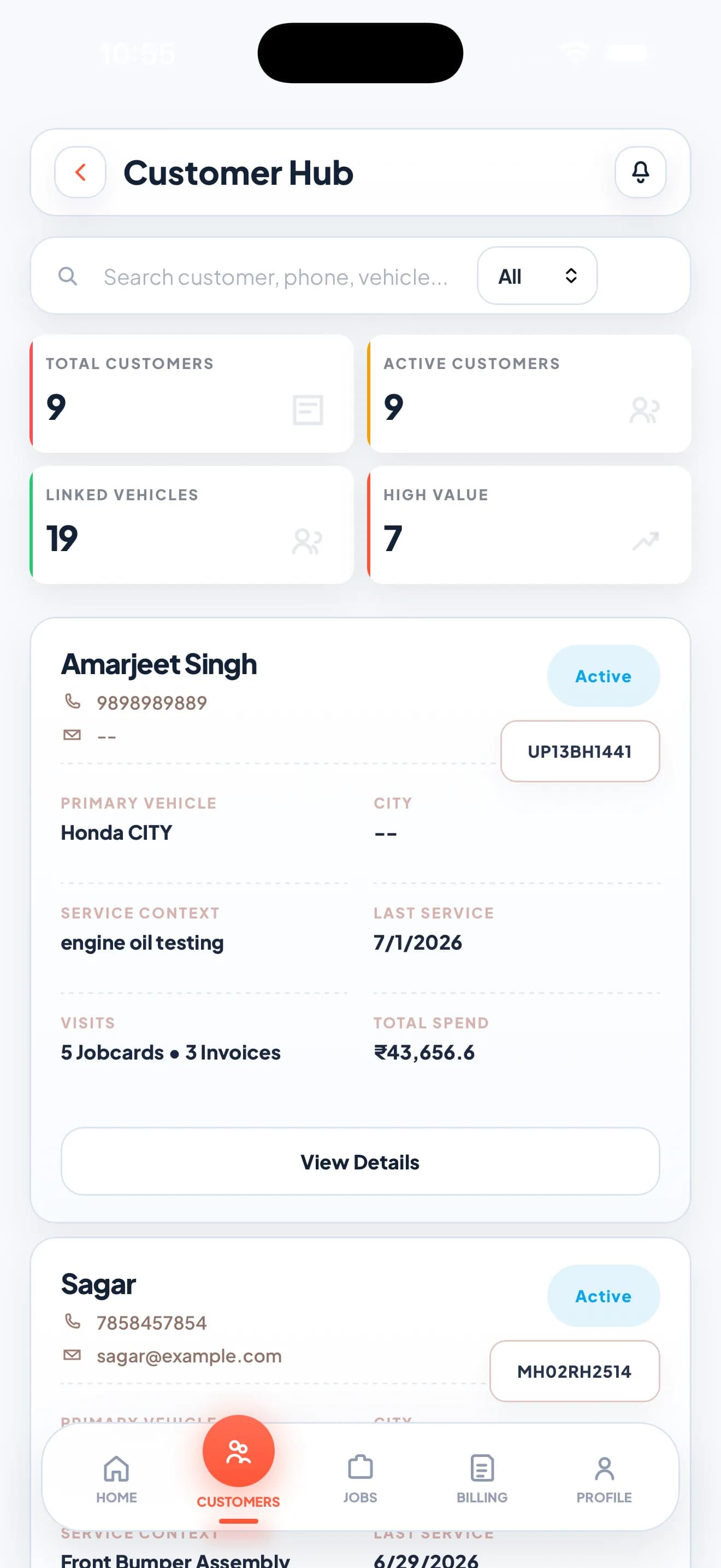Zilauto Partner App customer hub screen in light mode
